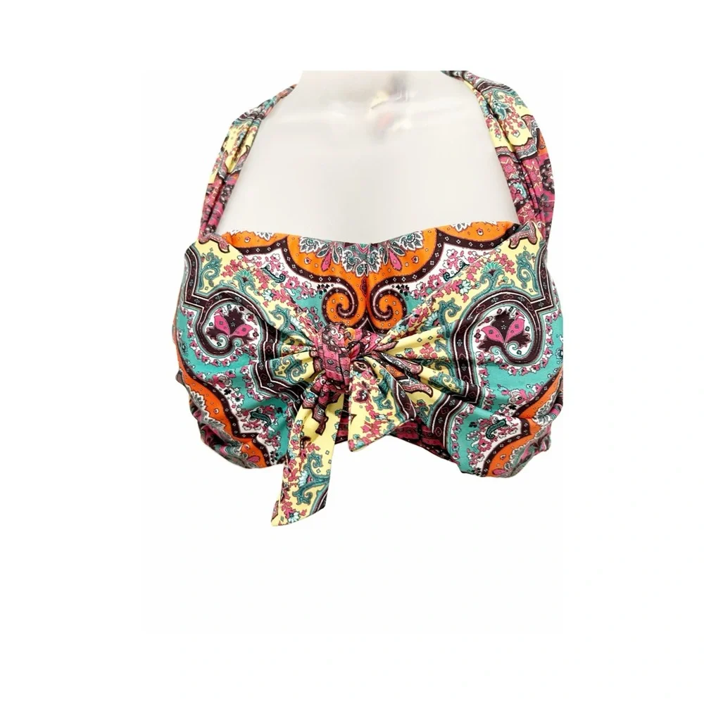 Becca Swimwear paisley bikini top. D cup.